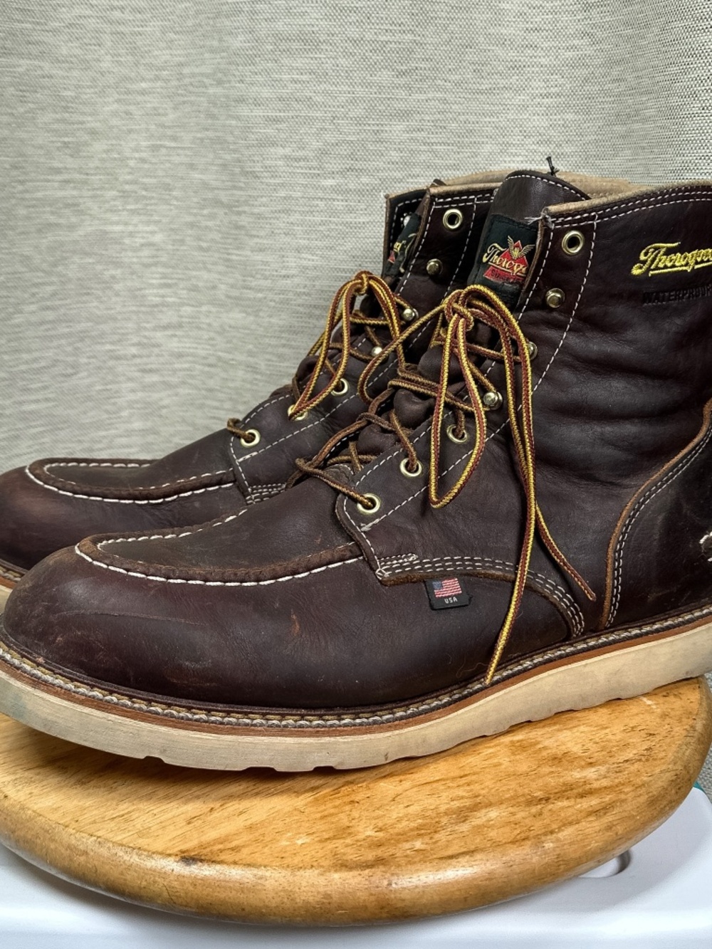 Thorogood 814 3600 Briar Pitstop Waterproof Leather Moc Toe Boots Mens US 14